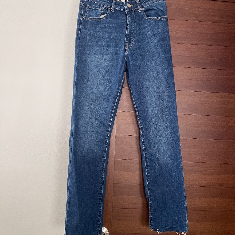 Forever 21 high rise dark wash long jeans